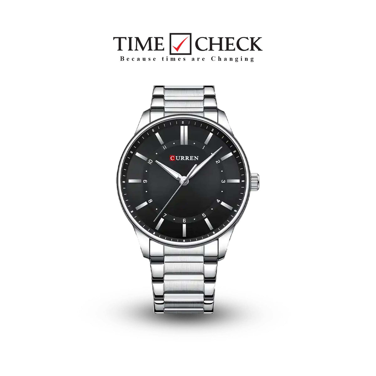 M:8430 Curren Black Dial Silver Stainless Steel Chain Analog Quartz Men's Watch. - Timecheck