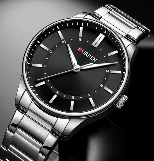 M:8430 Curren Black Dial Silver Stainless Steel Chain Analog Quartz Men's Watch. - Timecheck