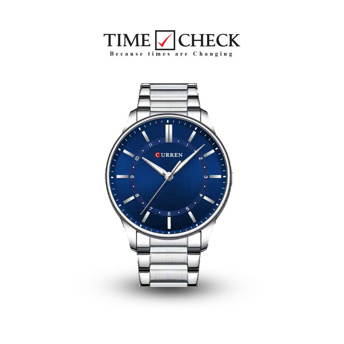 M:8430 Curren Blue Dial Silver Stainless Steel Chain Analog Quartz Men's Watch. - Timecheck