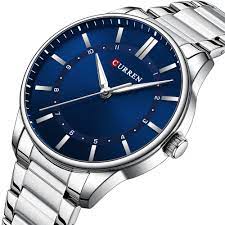 M:8430 Curren Blue Dial Silver Stainless Steel Chain Analog Quartz Men's Watch. - Timecheck