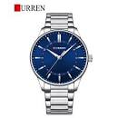 M:8430 Curren Blue Dial Silver Stainless Steel Chain Analog Quartz Men's Watch. - Timecheck