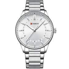 M:8430 Curren White Dial Silver Stainless Steel Chain Analog Quartz Men's Watch. - Timecheck