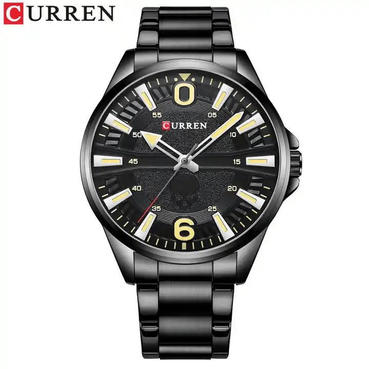 M:8434 Curren Black Dial Black Stainless Steel Analog Quartz Men's Watch. - Timecheck