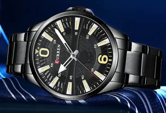 M:8434 Curren Black Dial Black Stainless Steel Analog Quartz Men's Watch. - Timecheck