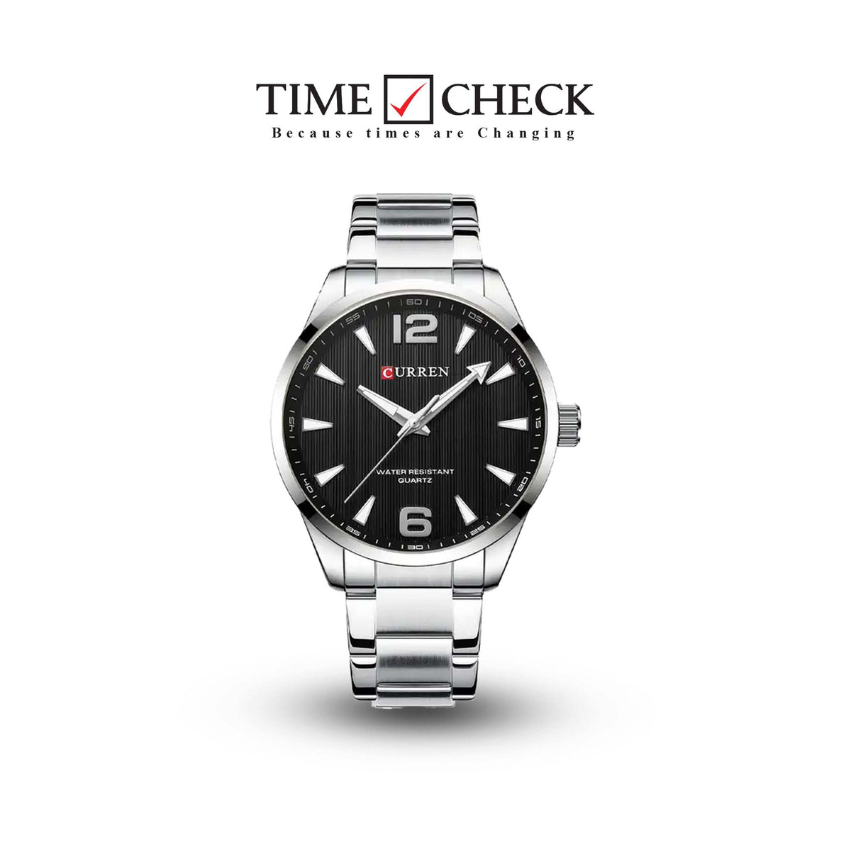 M:8434 Curren Black Dial Silver Stainless Steel Analog Quartz Men's Watch. - Timecheck