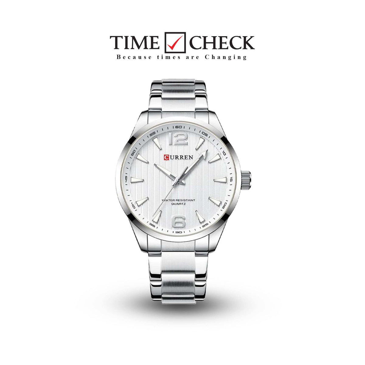 M:8434 Curren White Dial Silver Stainless Steel Analog Quartz Men's Watch. - Timecheck