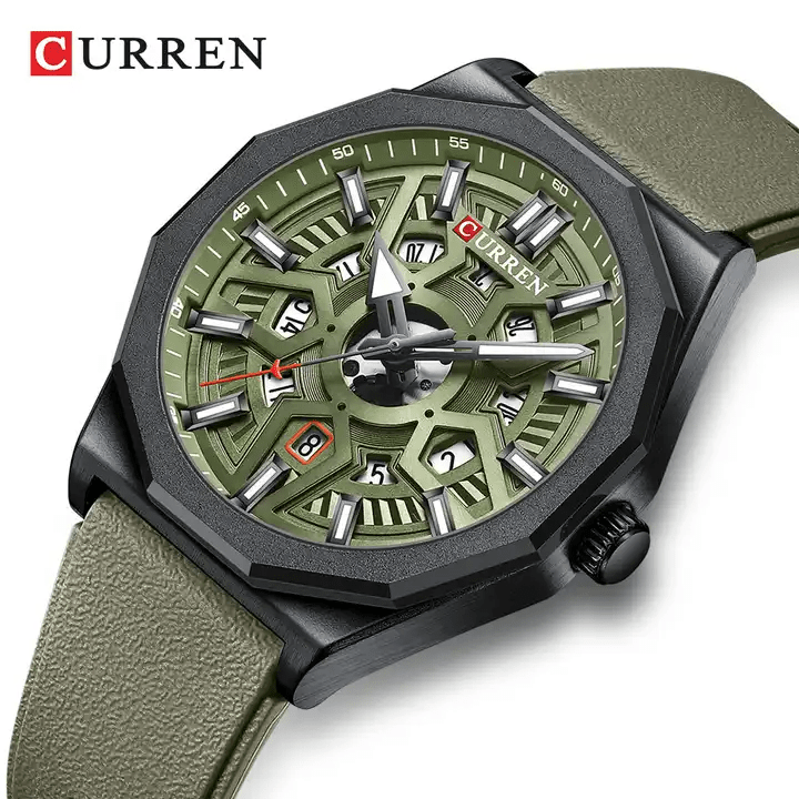 M:8437 Curren Green Dial Green Silicone Strap Analog Quartz Men's Watch. - Timecheck