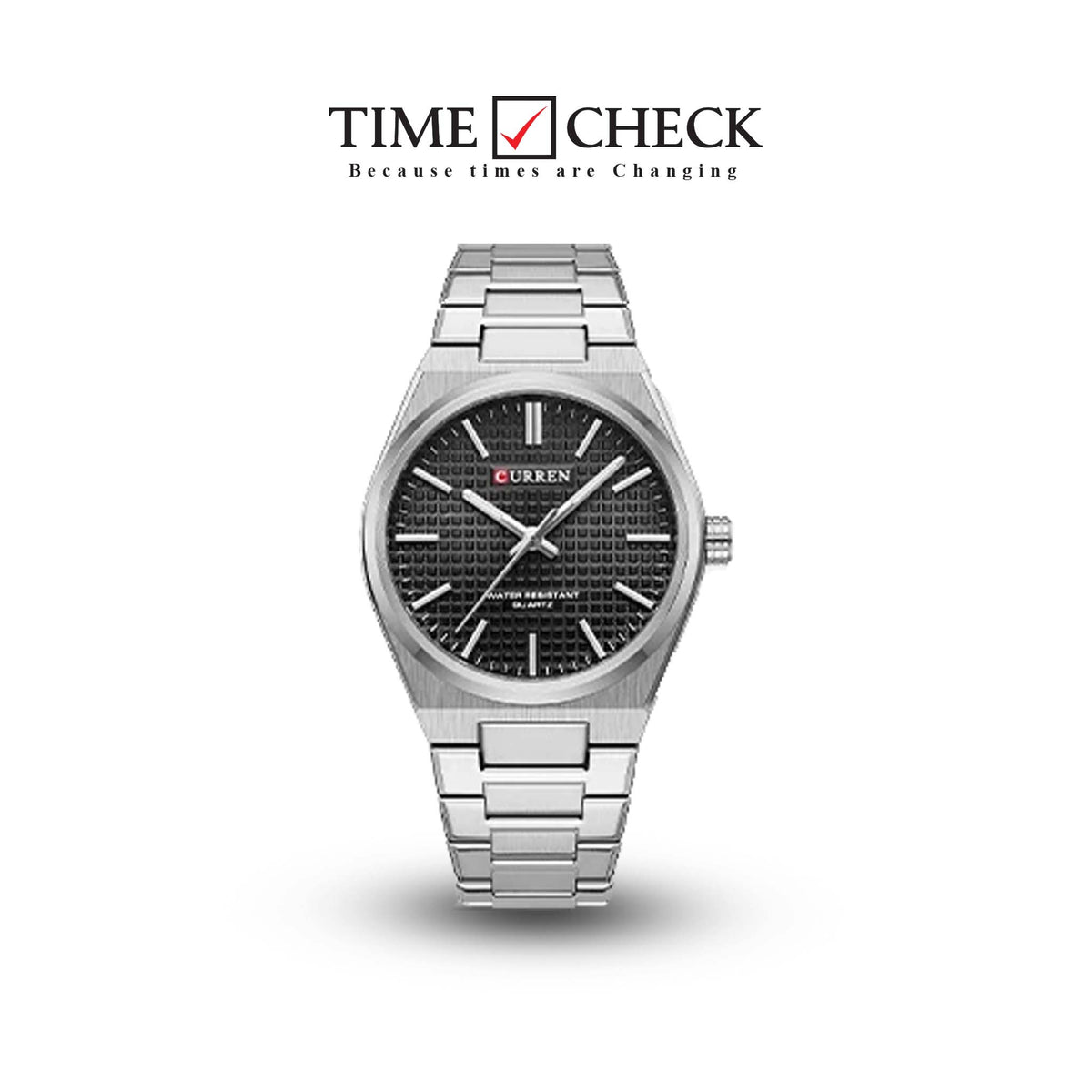 M:8439 Curren Black Dial Silver Steel Chain Analog Quartz Men's Watch. - Timecheck