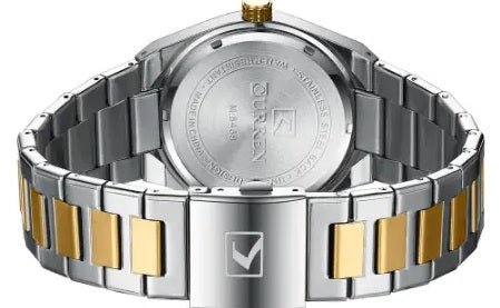Curren M-8439 Vibrant Green Chronograph Dial with Two-Tone Silver and Gold Stainless Steel Link Bracelet Men's Watch