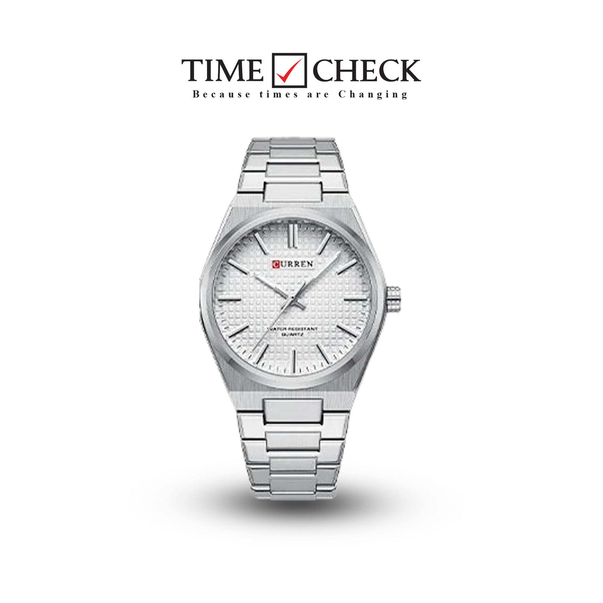 M:8439 Curren White Dial Silver Steel Chain Analog Quartz Men's Watch. - Timecheck