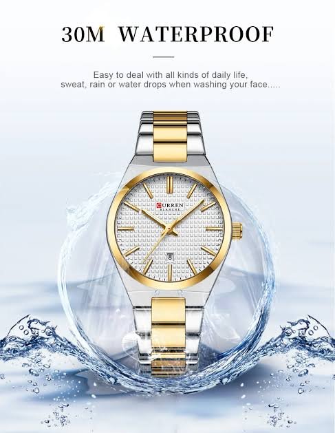 M:8439 Curren white Dial Silver,Gold Steel Chain Analog Quartz women Watch. - Timecheck