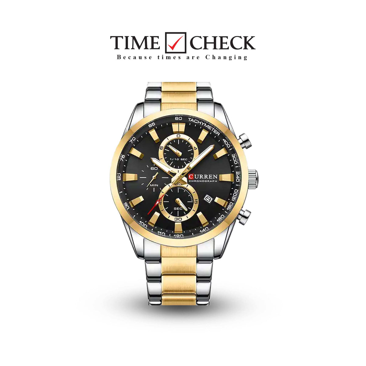 M:8445 Curren Stylish Roman Black Dial Chronograph Analog Quartz Men's Watch. - Timecheck