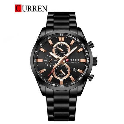 M:8445 Curren Stylish Roman BLACK Dial Chronograph Analog Quartz Men's Watch. - Timecheck