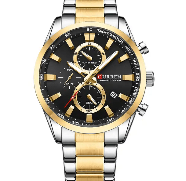 M:8445 Curren Stylish Roman Black Dial Chronograph Analog Quartz Men's Watch. - Timecheck