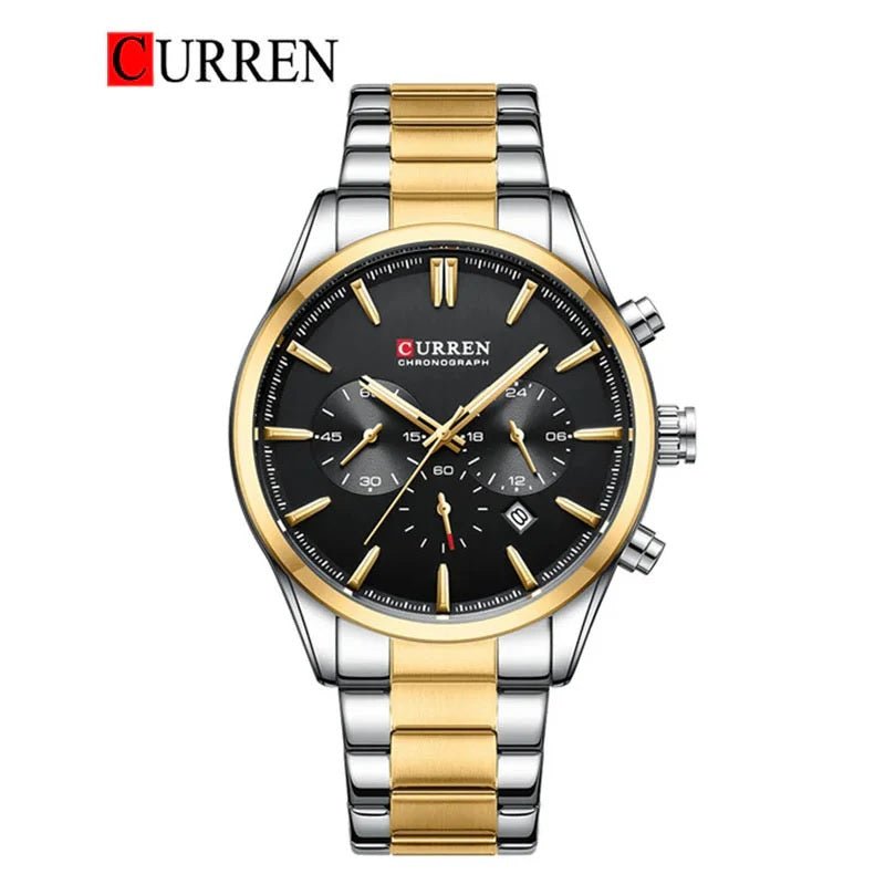 M:8446 Curren Stylish Roman Black Dial Chronograph Analog Quartz Men's Watch. - Timecheck