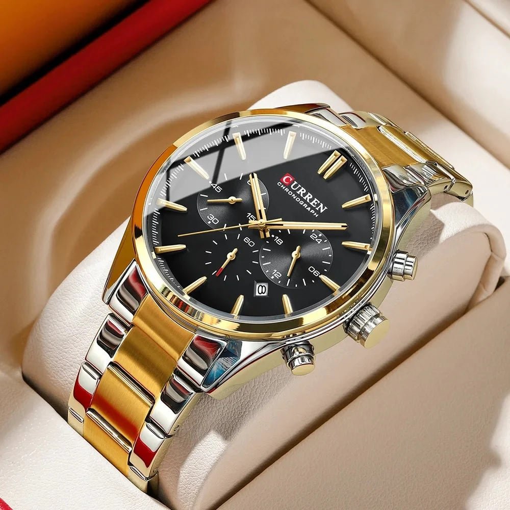 M:8446 Curren Stylish Roman Black Dial Chronograph Analog Quartz Men's Watch. - Timecheck