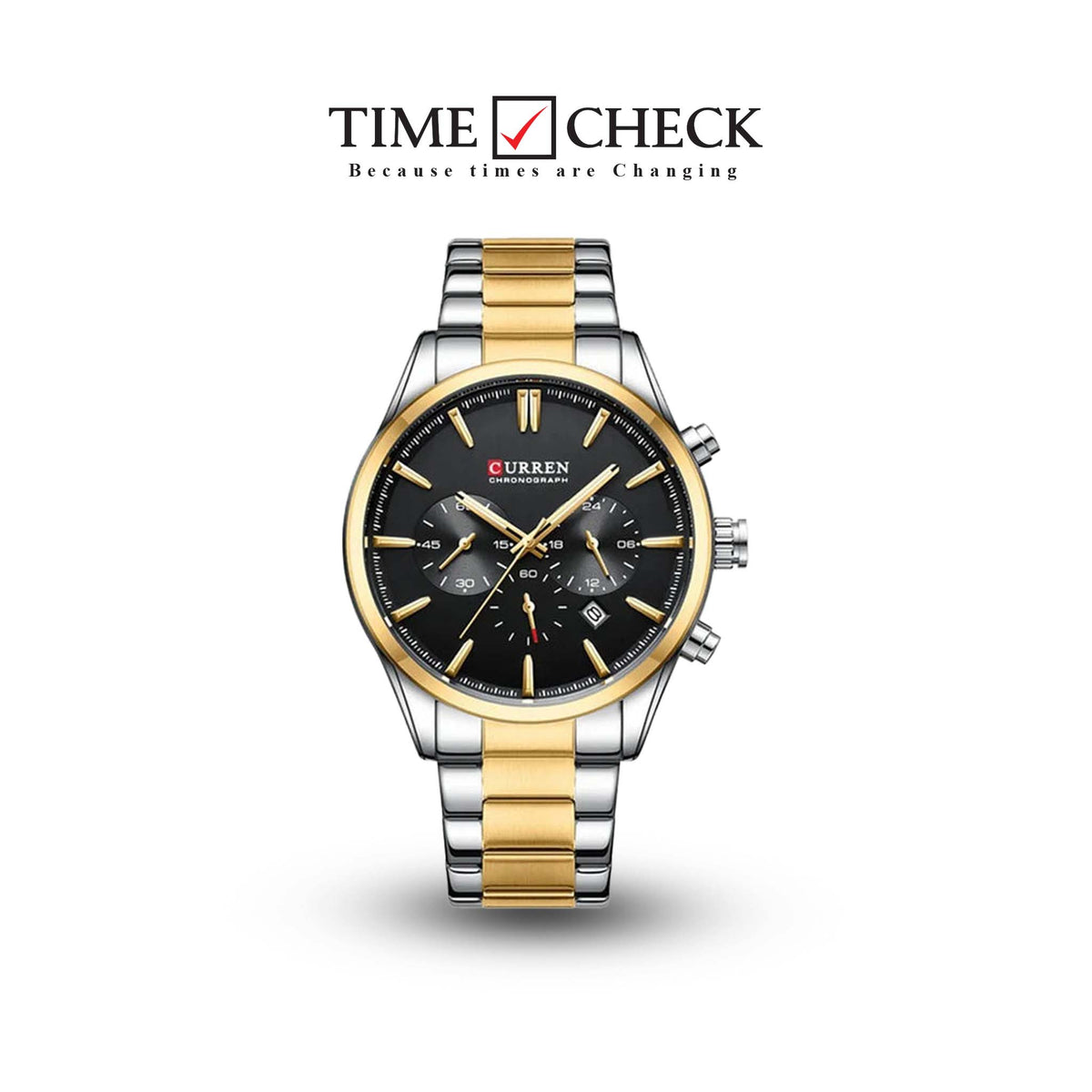 M:8446 Curren Stylish Roman Black Dial Chronograph Analog Quartz Men's Watch. - Timecheck
