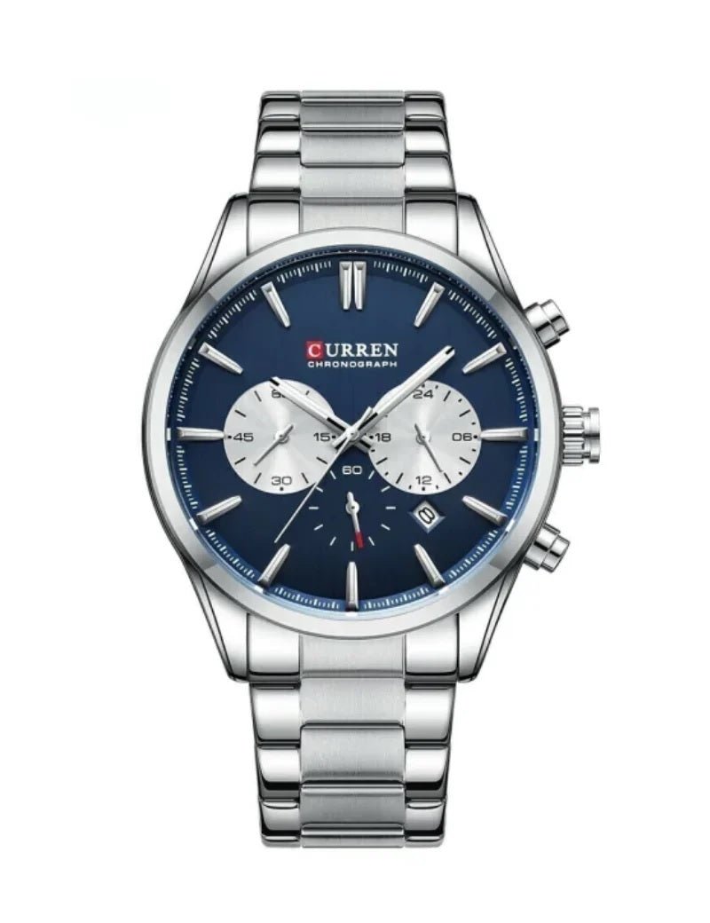M:8446 Curren Stylish Roman BLUE Dial Chronograph Analog Quartz Men's Watch. - Timecheck