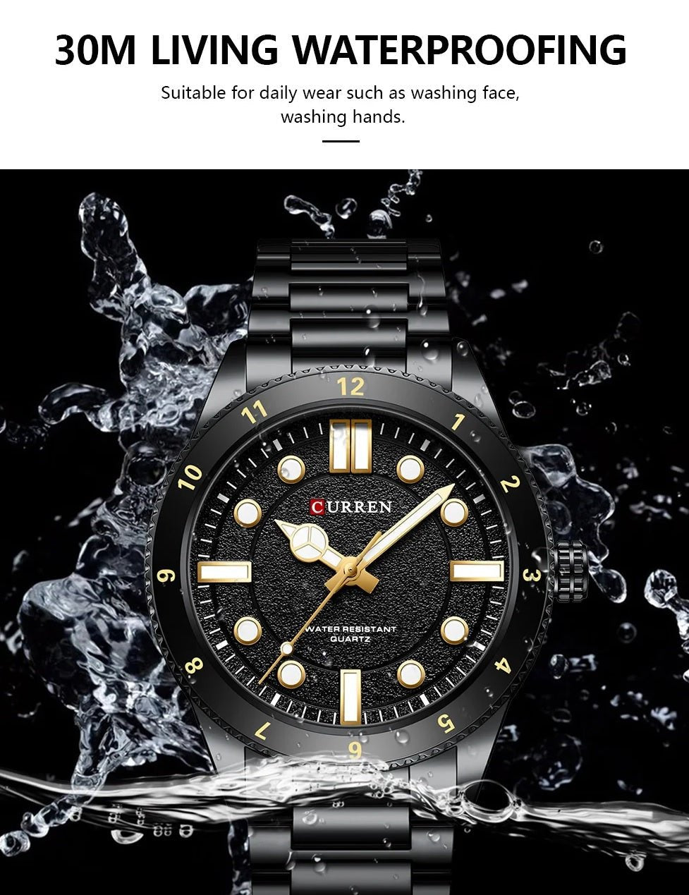 M:8450 Curren Black Dial Black Stainless Steel Chain Quartz Analog Men's Watch. - Timecheck