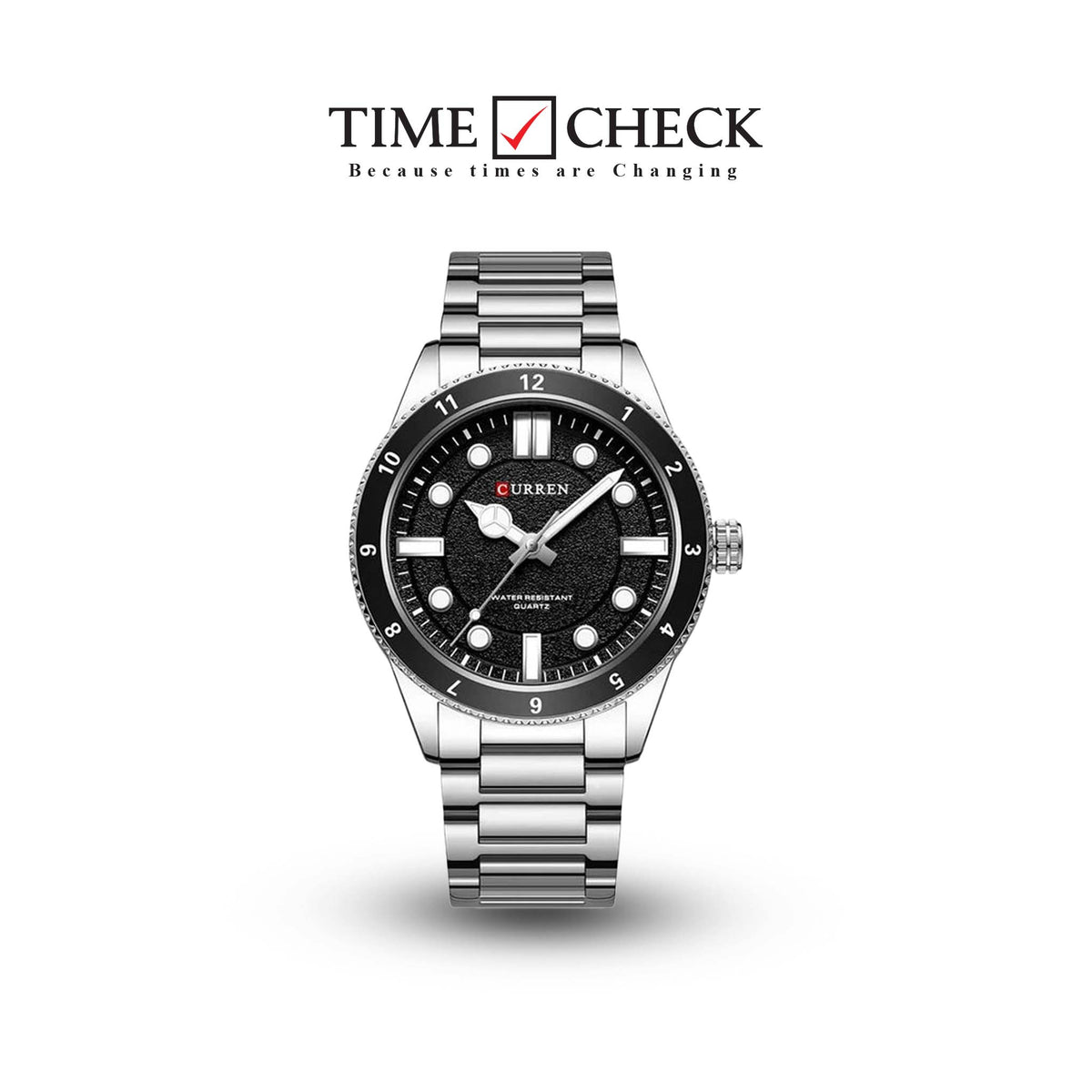 M:8450 Curren Black Dial silver Stainless Steel Chain Quartz Analog Men's Watch. - Timecheck