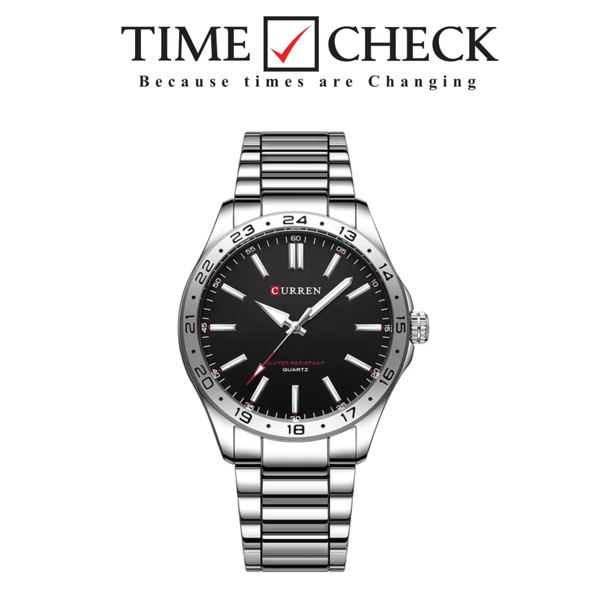 Curren M-8452 Black Dial Silver Stainless Steel Men's Watch