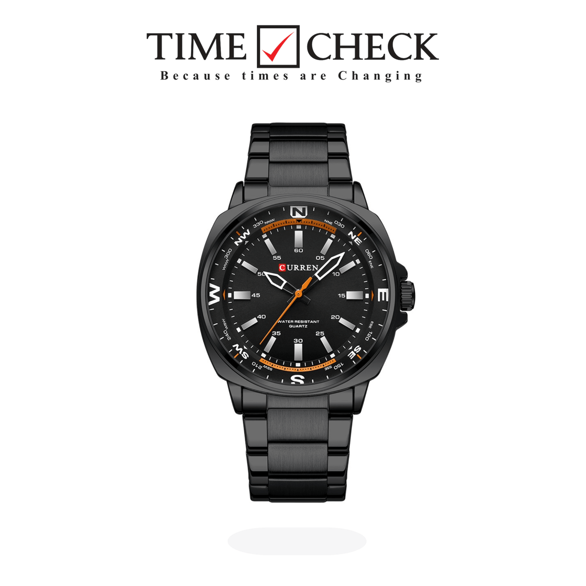 M8455 CURREN Black Dial Black Stainless Steel Original Wrist Watch For Men With Box&Bag - Timecheck