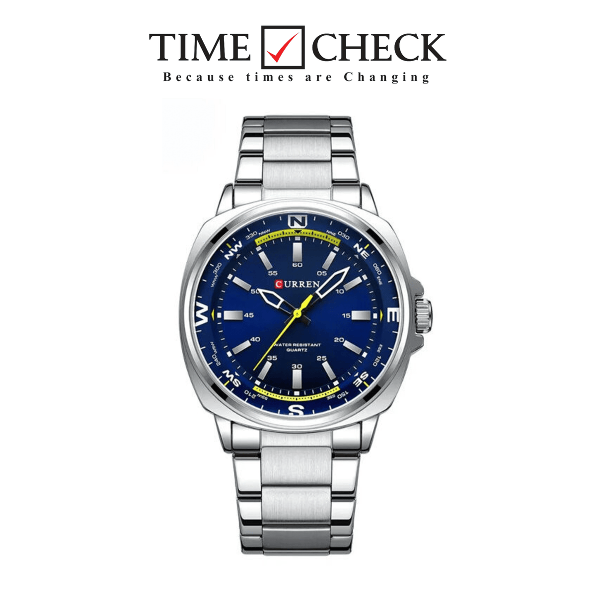 M8455 CURREN Blue Dial Silver Stainless Steel Original Wrist Watch For Men With Box&Bag - Timecheck