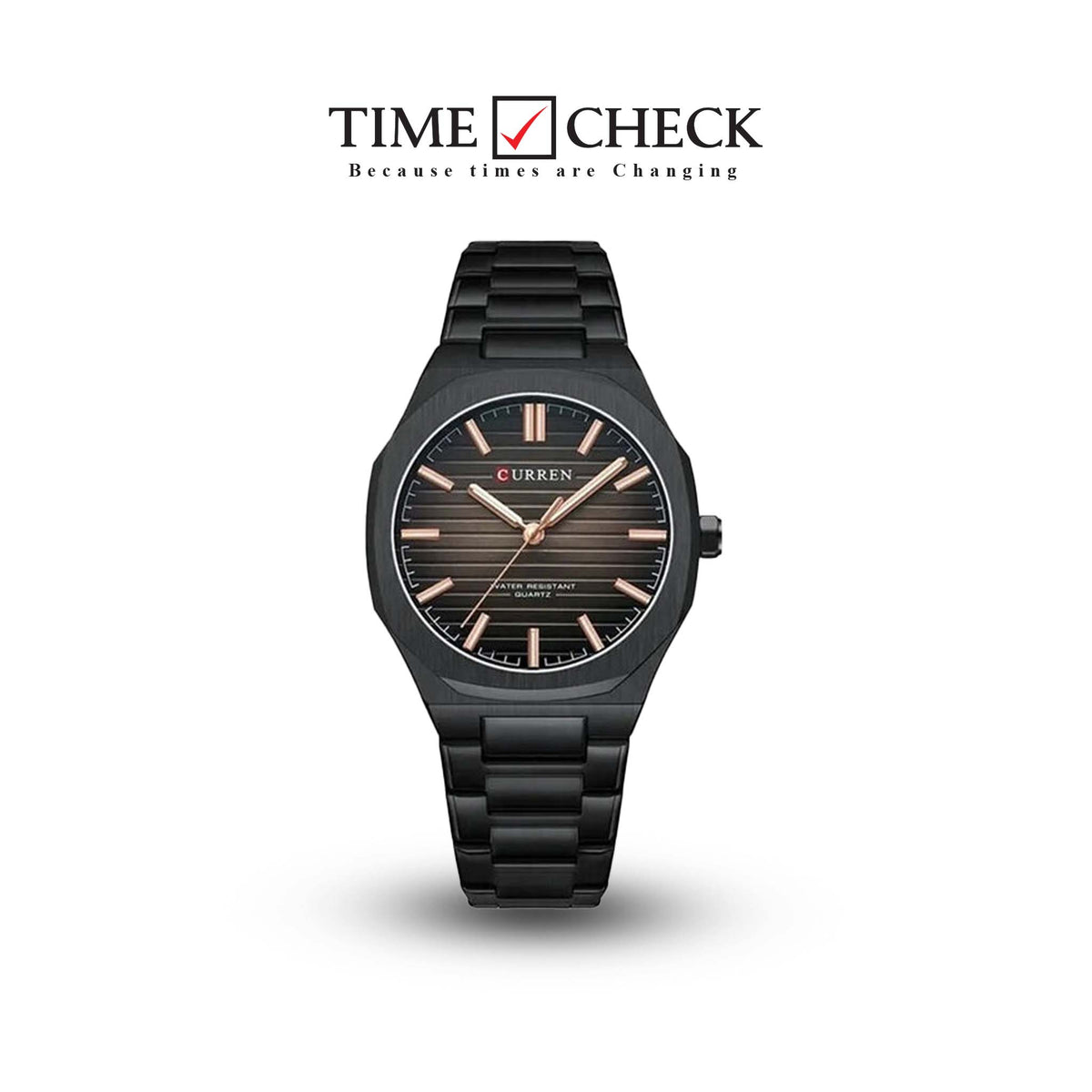 M:8456 Curren Black Dial BLACK Stainless Steel Chain Analog Quartz Men's Watch. - Timecheck