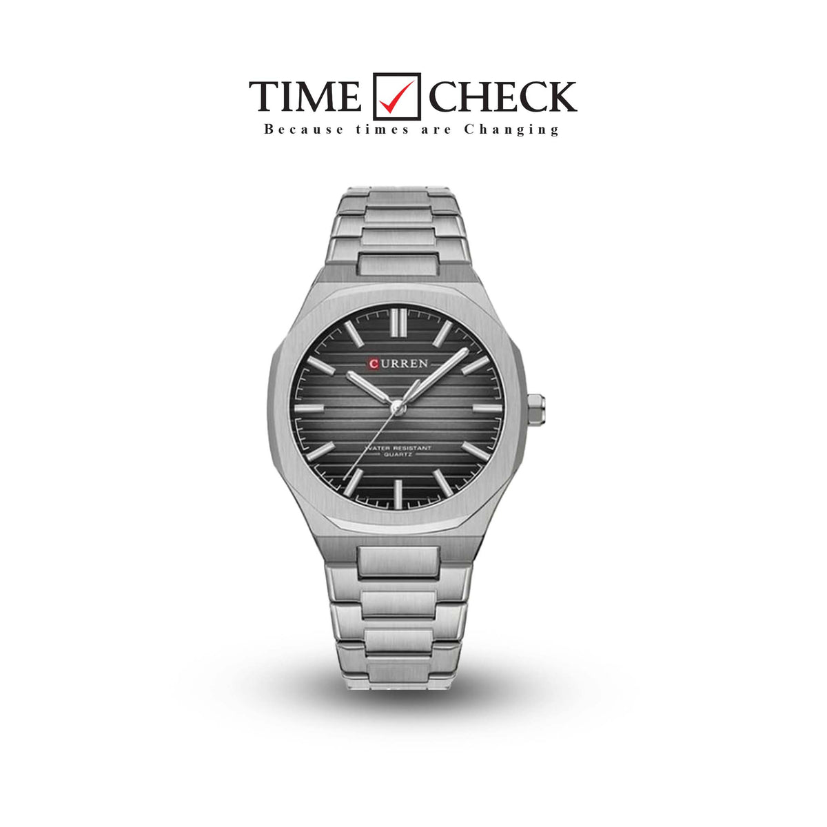 M:8456 Curren Black Dial Silver Stainless Steel Chain Analog Quartz Men's Watch. - Timecheck