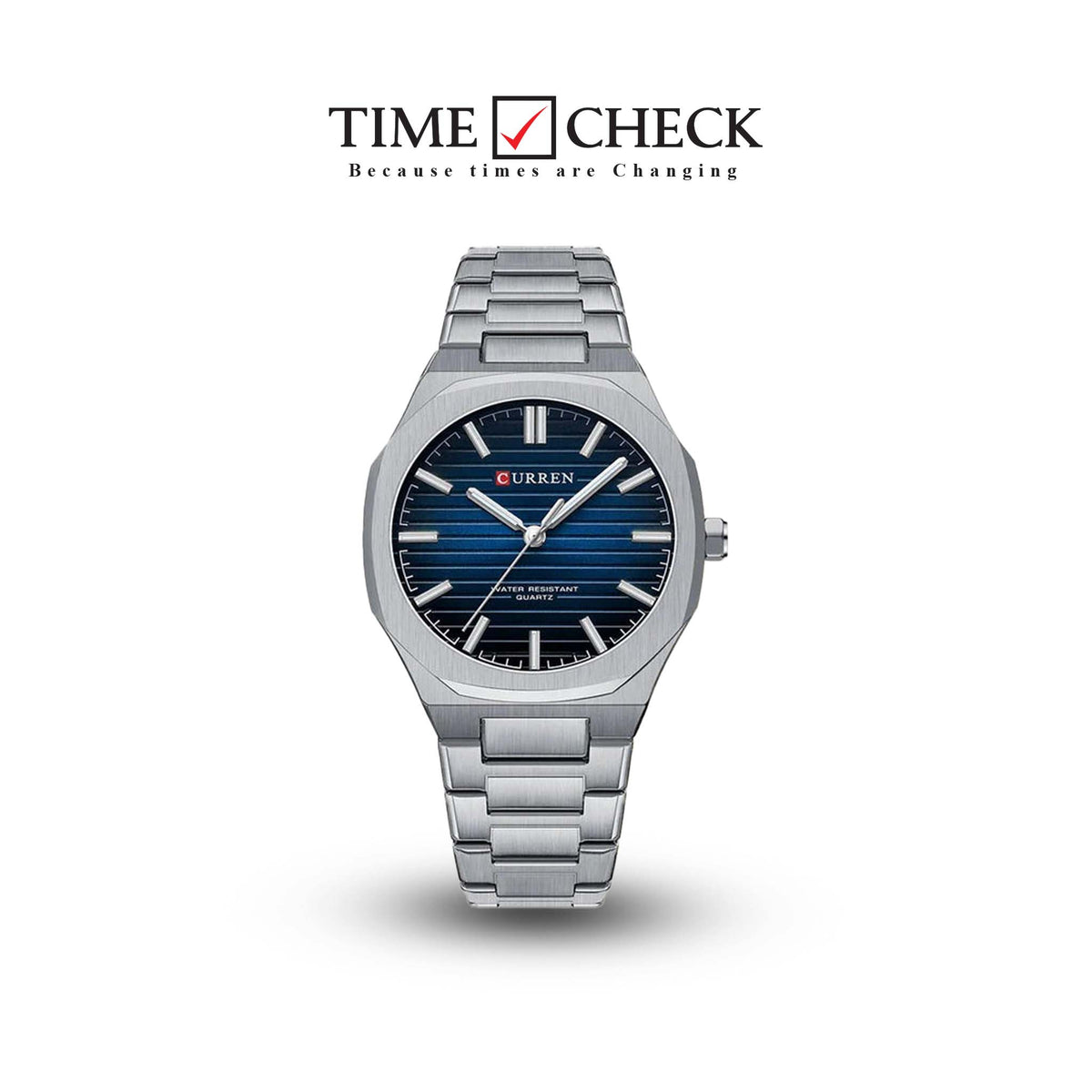 M:8456 Curren BLUE Dial Silver Stainless Steel Chain Analog Quartz Men's Watch. - Timecheck