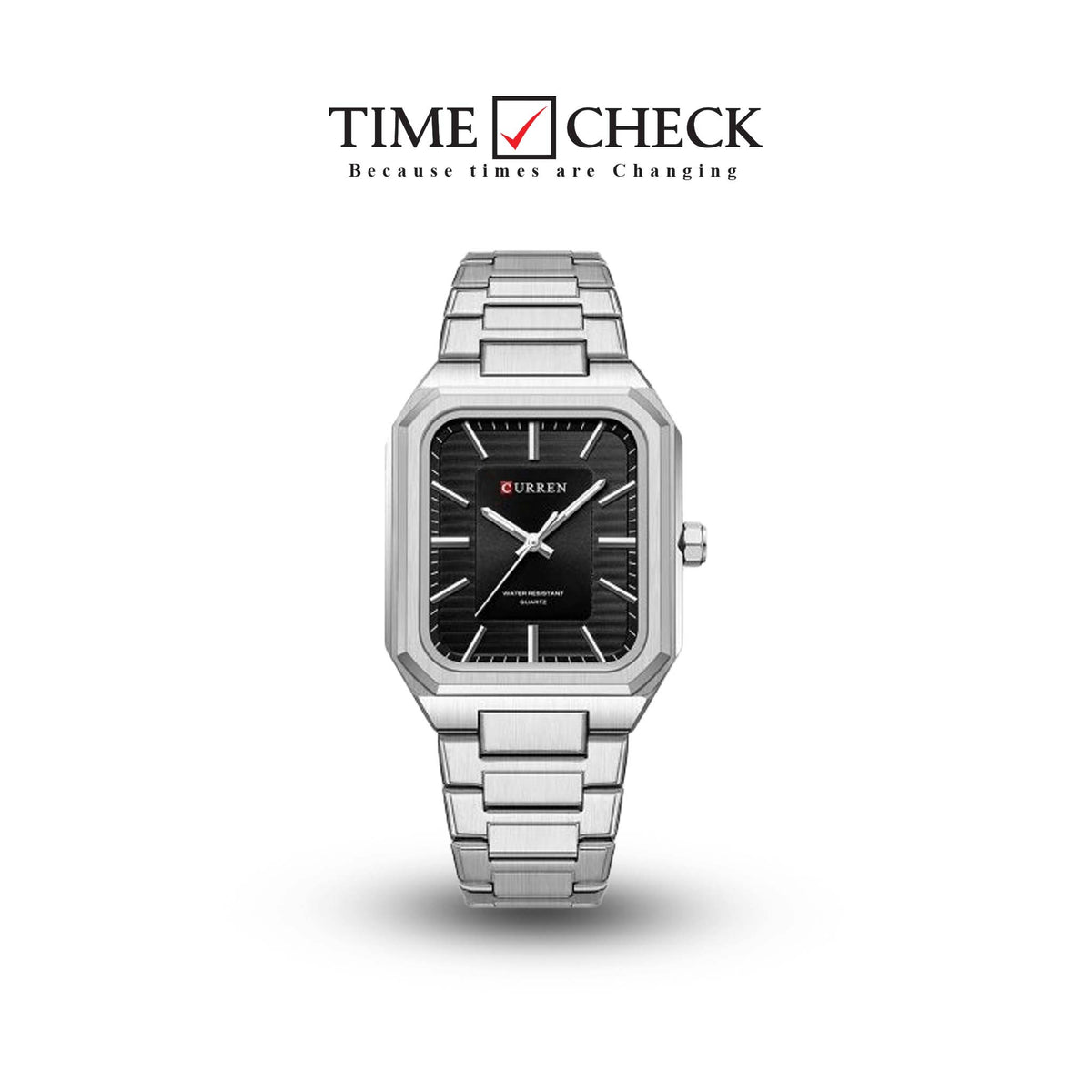 M:8457 curren Black Dial Silver Stainless Steel Chain Analog Quartz Men's Watch. - Timecheck
