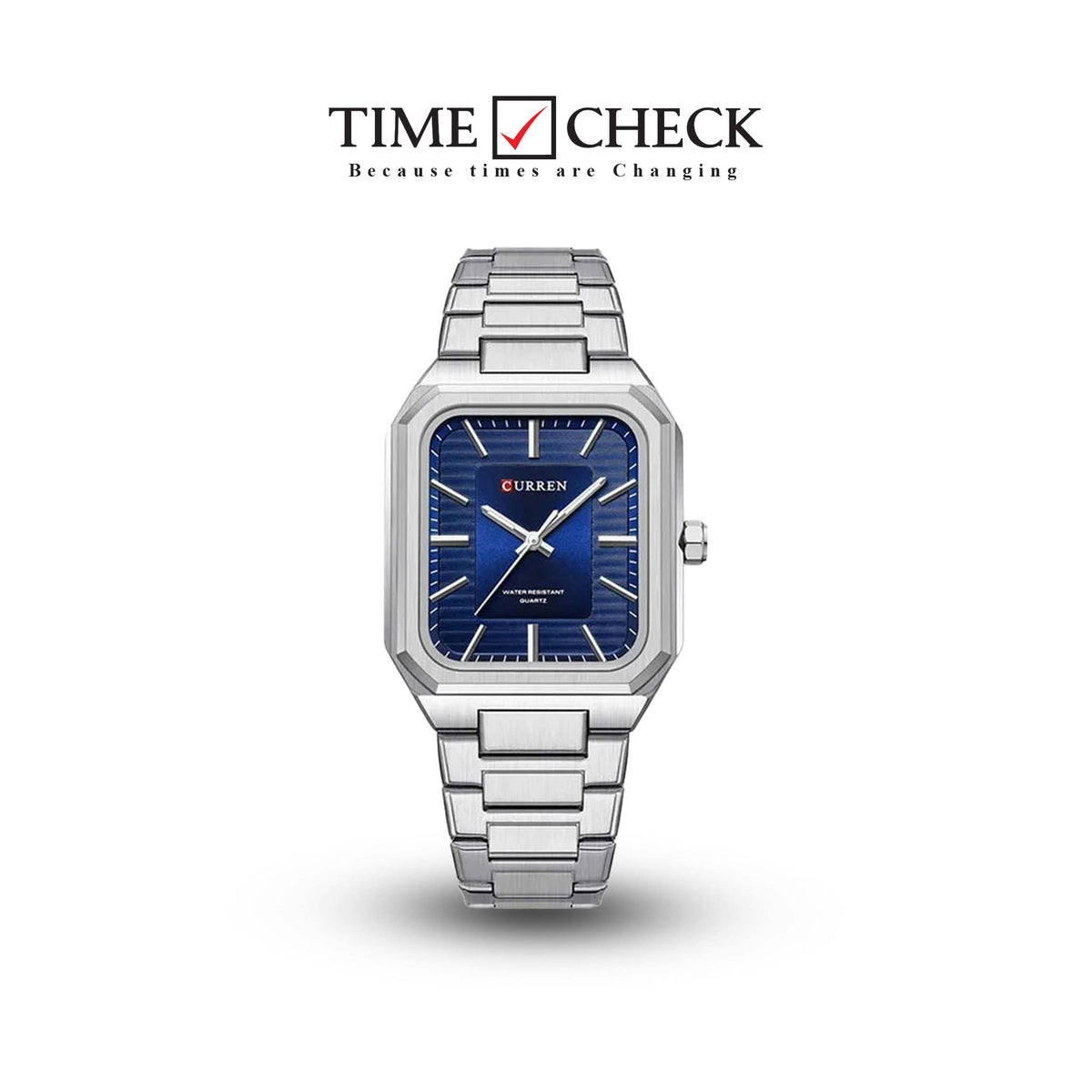 M:8457 curren Blue Dial Silver Stainless Steel Chain Analog Quartz Men's Watch. - Timecheck