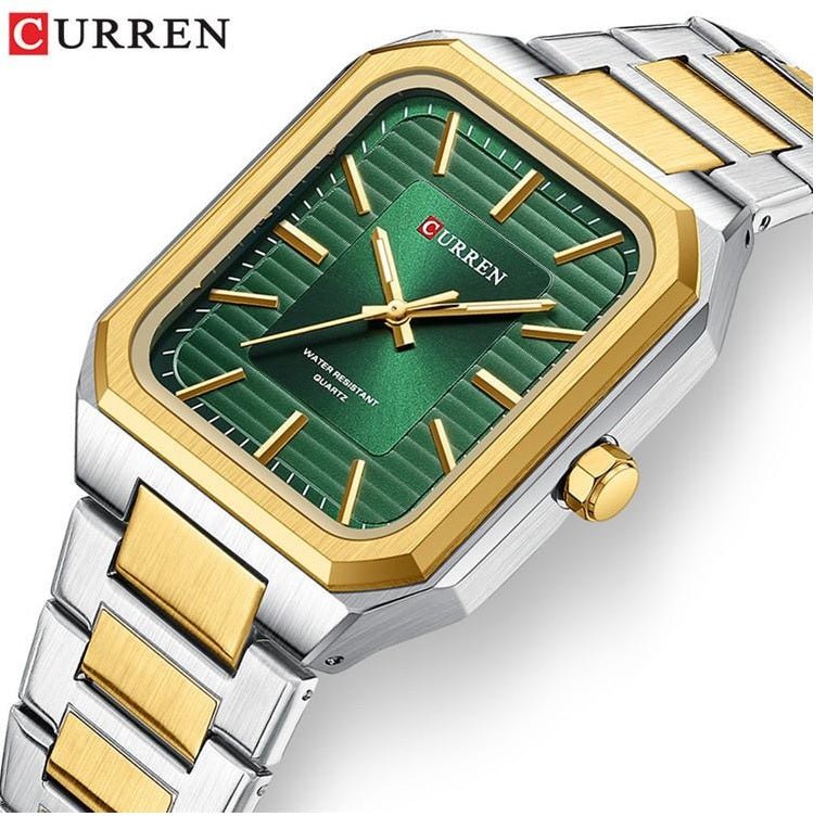 M:8457 curren green Dial TT Stainless Steel Chain Analog Quartz Men's Watch. - Timecheck