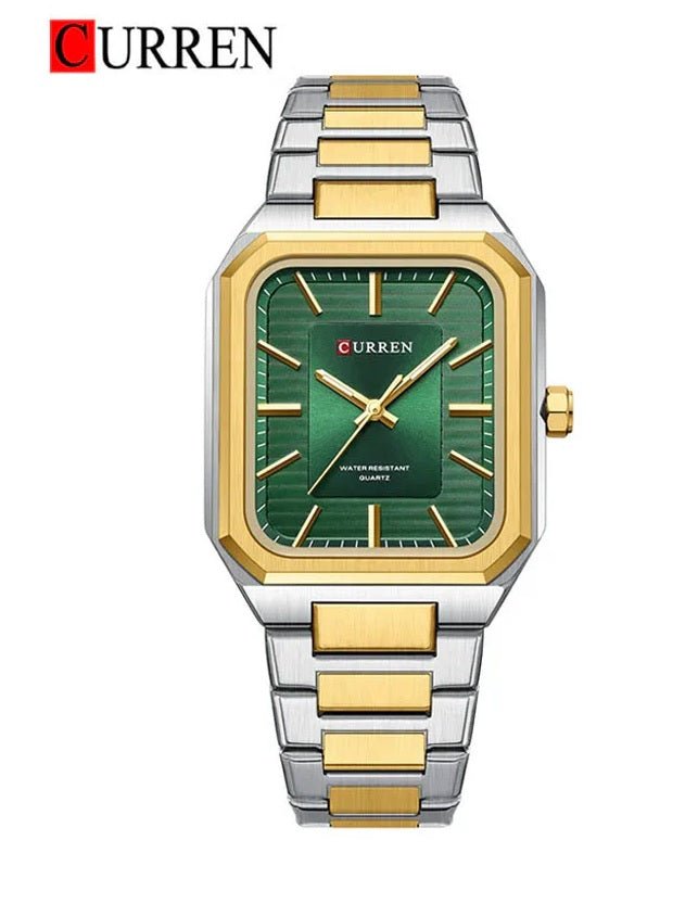 M:8457 curren green Dial TT Stainless Steel Chain Analog Quartz Men's Watch. - Timecheck