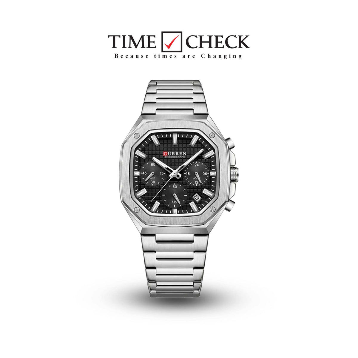 M:8459 Curren BLACK Color Dial Fashion Quartz Clock Analog Chronograph Men's Watch. - Timecheck