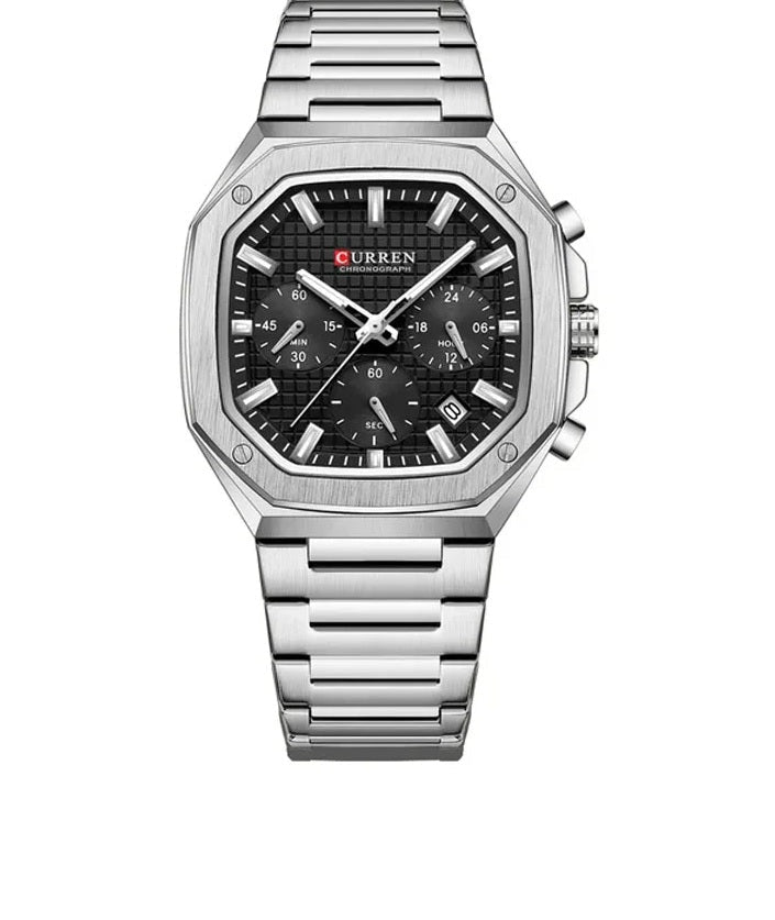 M:8459 Curren BLACK Color Dial Fashion Quartz Clock Analog Chronograph Men's Watch. - Timecheck
