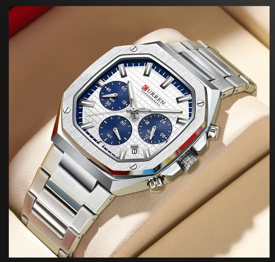 M:8459 Curren MULTI COLOUR Dial Fashion Quartz Clock Analog Chronograph Men's Watch. - Timecheck