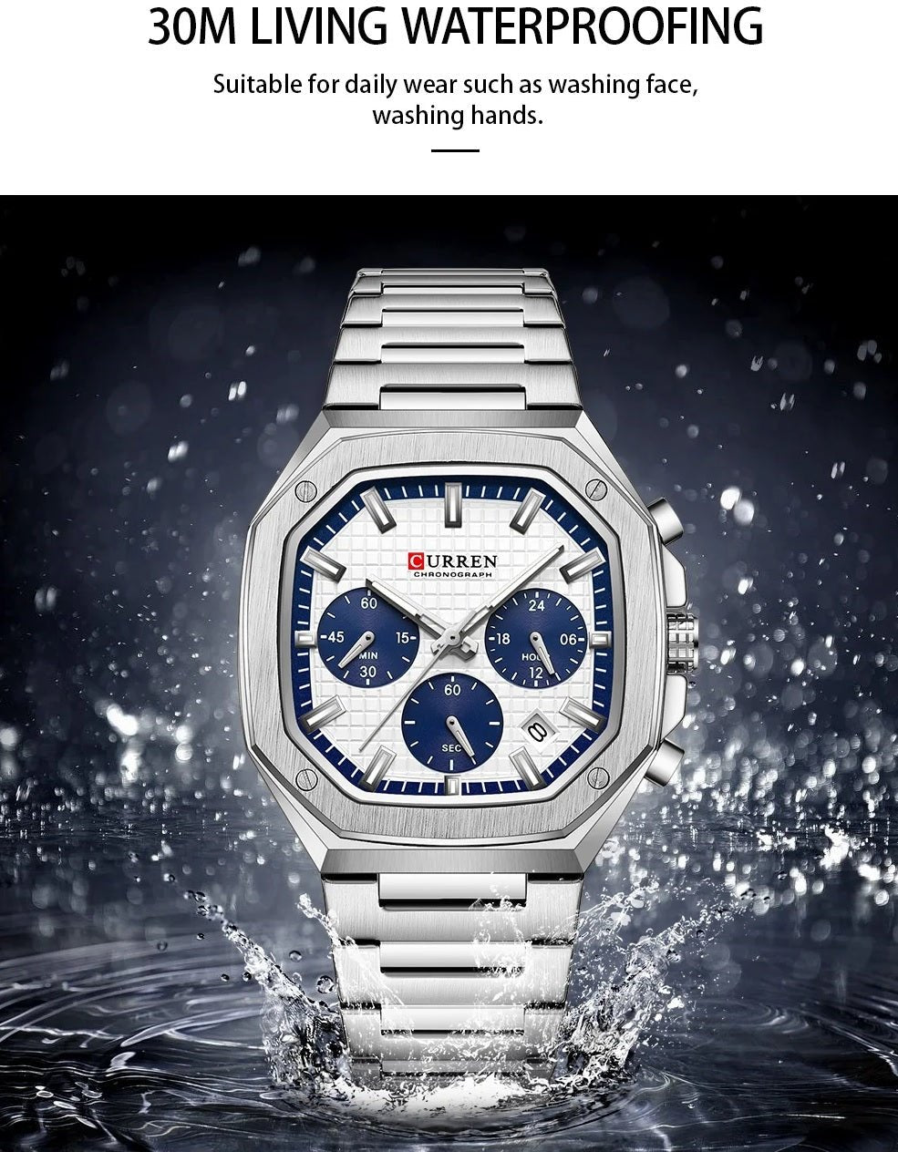 M:8459 Curren MULTI COLOUR Dial Fashion Quartz Clock Analog Chronograph Men's Watch. - Timecheck