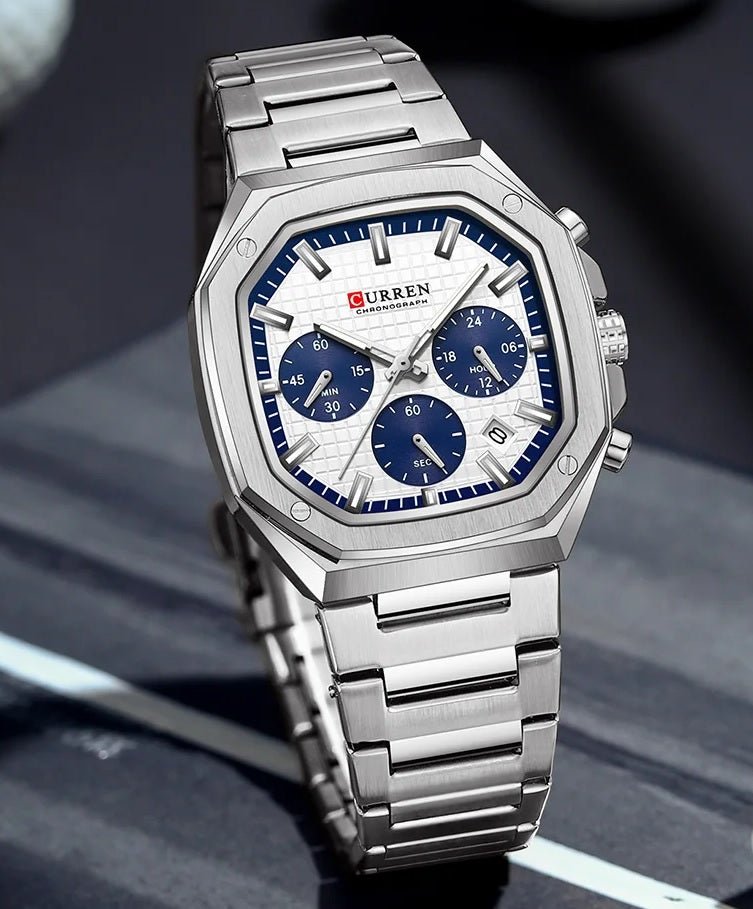 M:8459 Curren MULTI COLOUR Dial Fashion Quartz Clock Analog Chronograph Men's Watch. - Timecheck