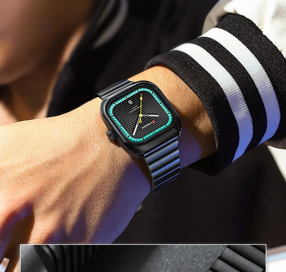 M:8460 Curren black Dial black Stainless Steel Chain Analog Quartz Men's Watch. - Timecheck