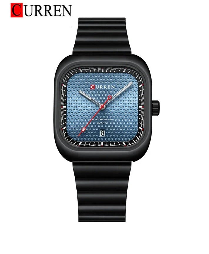 M:8460 curren blue Dial black Stainless Steel Chain Analog Quartz Men's Watch. - Timecheck