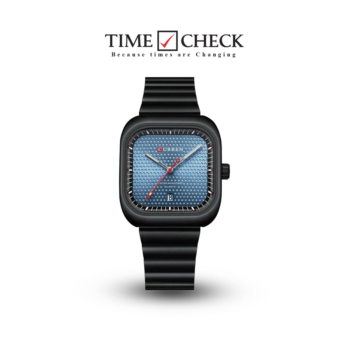 M:8460 curren blue Dial black Stainless Steel Chain Analog Quartz Men's Watch. - Timecheck