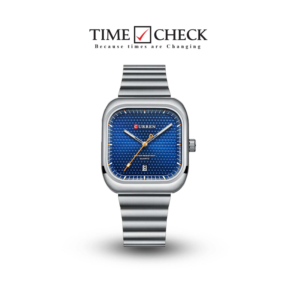M:8460 curren Blue Dial Silver Stainless Steel Chain Analog Quartz Men's Watch. - Timecheck