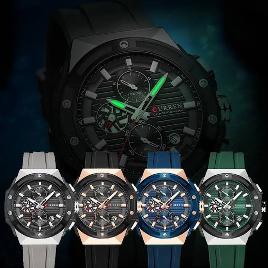 M8462 CURREN Black Dial Silver Body Gray Silicone Strap Original Wrist Watch For Men With Box&Bag - Timecheck