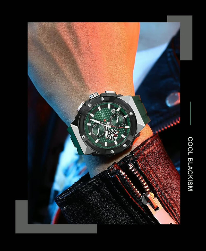 M8462 CURREN Green Dial Green Silicone Strap Original Wrist Watch For Men With Box&Bag - Timecheck