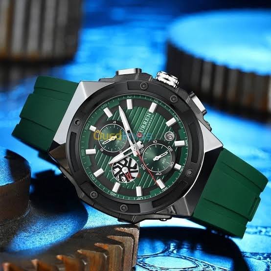 M8462 CURREN Green Dial Green Silicone Strap Original Wrist Watch For Men With Box&Bag - Timecheck