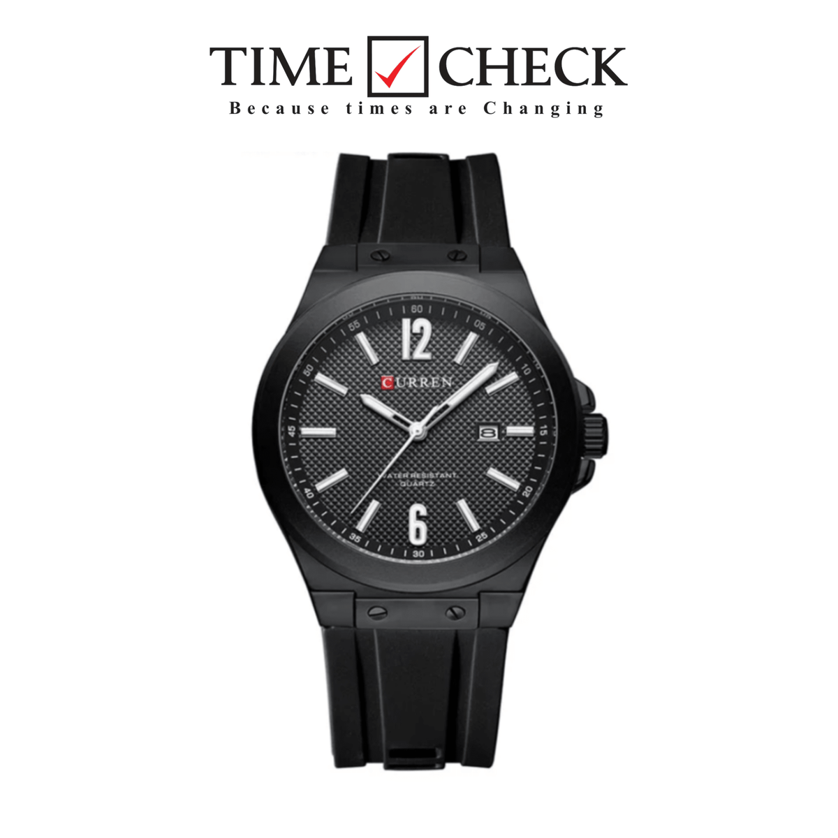 M8467 Curren Black Dial Black Body black Silicone Strap Analog Quartz Men's Watch with Box & Bag - Timecheck