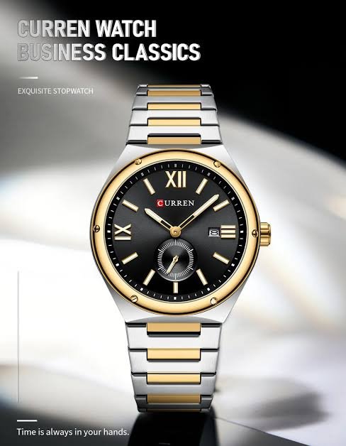 Curren M-8471 Black Dial Two-Tone Silver Gold Stainless Steel Chain Men's Watch