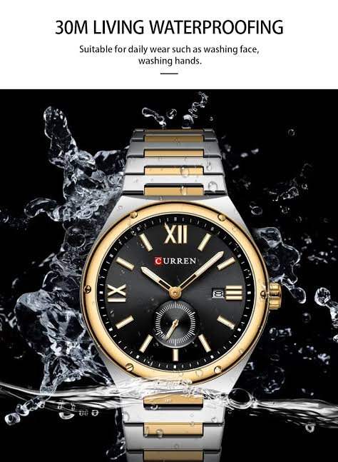 Curren M-8471 Black Dial Two-Tone Silver Gold Stainless Steel Chain Men's Watch
