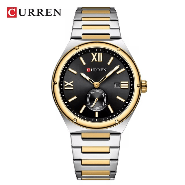 Curren M-8471 Black Dial Two-Tone Silver Gold Stainless Steel Chain Men's Watch
